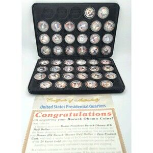 Set of 43 Colorized U.S. Statehood Presidential Quarters by The Merrick Mint